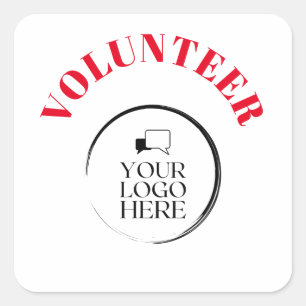 Volunteer Badge with Custom Logo Square Sticker