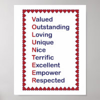 Volunteer Blue and Red Typography White Poster