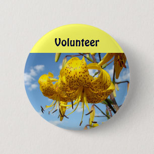 Volunteer buttons Vounteering button Floral Lily