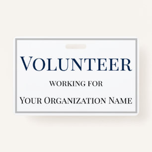 Volunteer Custom Name Badge Simple Text ID Badge