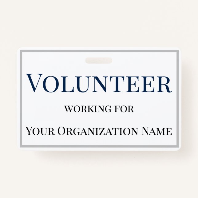Volunteer Custom Name Badge Simple Text ID Badge (Front)