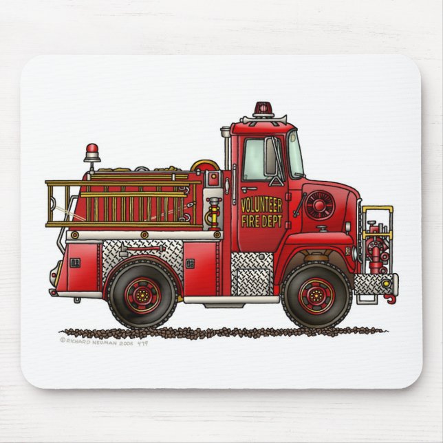 Volunteer Fire Truck Firefighter Mouse Pad (Front)