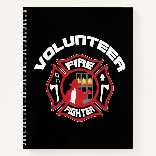 Volunteer Firefighter Badge Modern Notebook (Front)