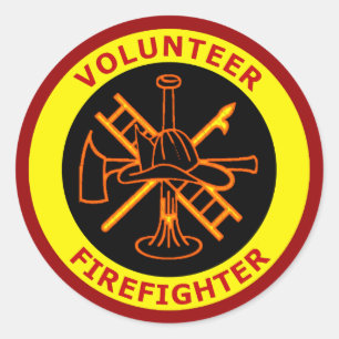 VOLUNTEER FIREFIGHTER CLASSIC ROUND STICKER