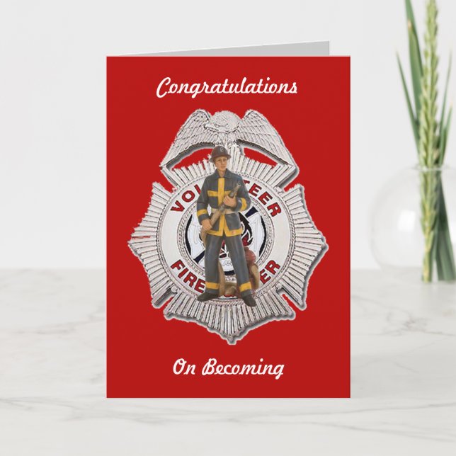 Volunteer Firefighter Custom Greeting card (Front)