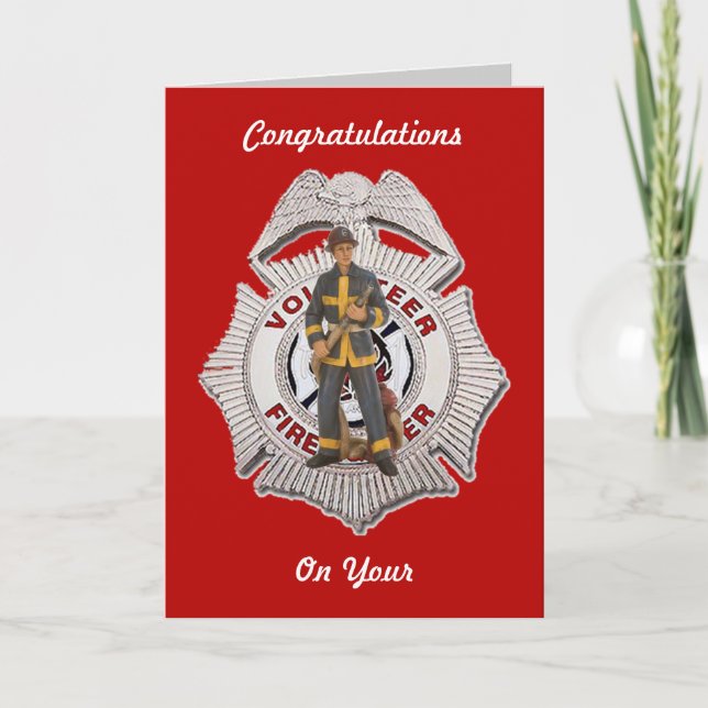 Volunteer Firefighter Custom Retirement Card (Front)