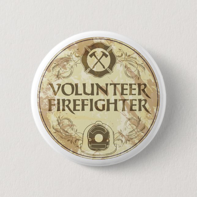 Volunteer Firefighter Grunge 6 Cm Round Badge (Front)