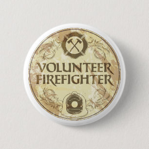Volunteer Firefighter Grunge 6 Cm Round Badge