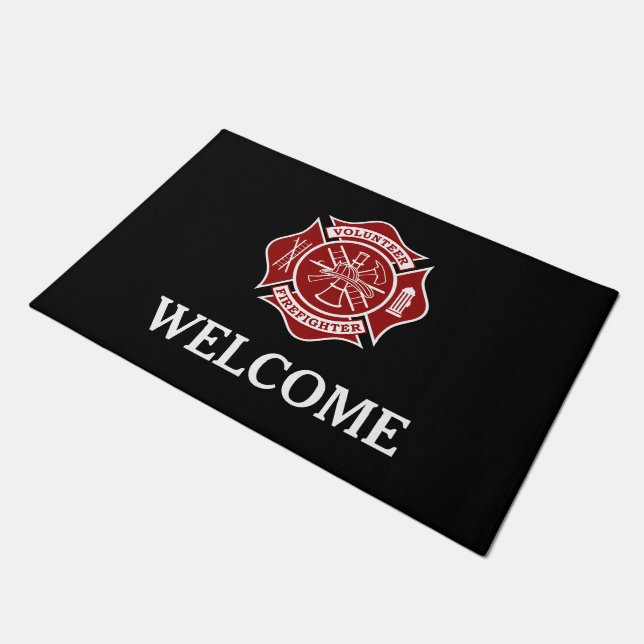 Volunteer Firefighter Maltese Cross Doormat (Angled)
