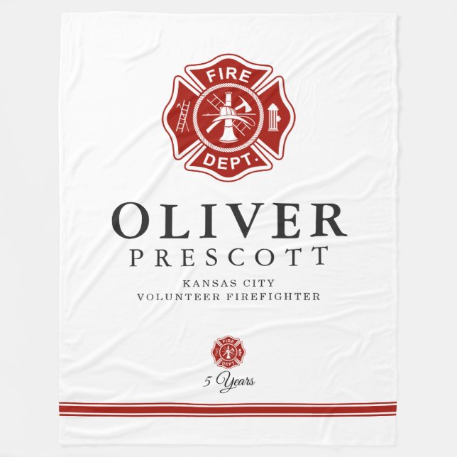 Volunteer Firefighter | Maltese Cross Symbol Fleece Blanket (Front)