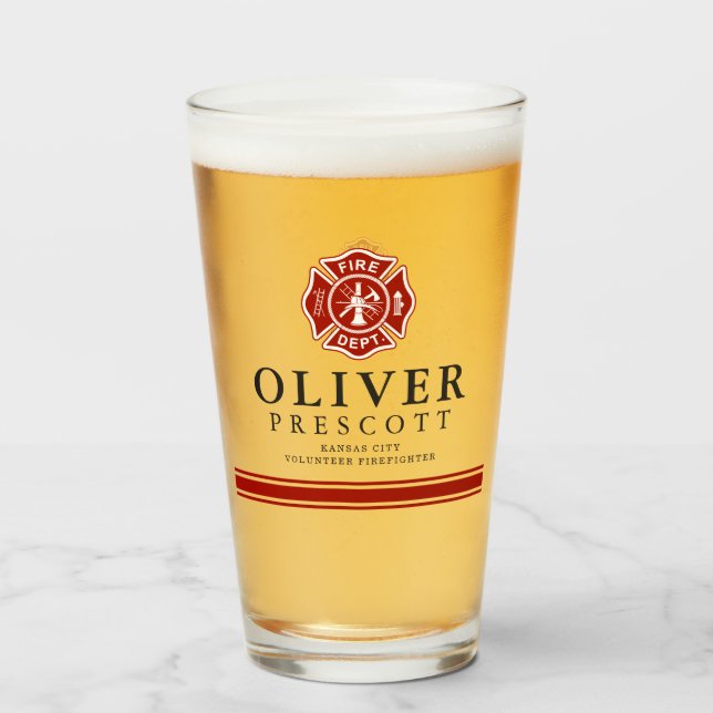 Volunteer Firefighter | Maltese Cross Symbol Glass (Front Filled)