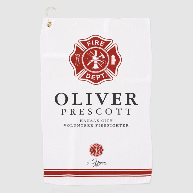 Volunteer Firefighter | Maltese Cross Symbol Golf Towel (Front)