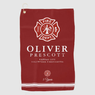 Volunteer Firefighter Maltese Cross Symbol Red Golf Towel