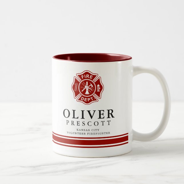 Volunteer Firefighter | Maltese Cross Symbol Two-Tone Coffee Mug (Right)