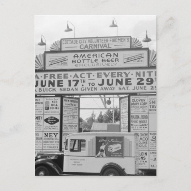 Volunteer Fireman Carnival, 1940s Postcard (Front)