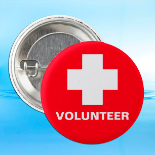 VOLUNTEER & First Aid, medical help, info point 3 Cm Round Badge