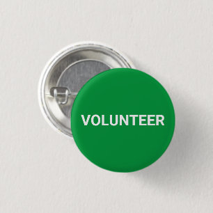 Volunteer green white simple elegant pin button