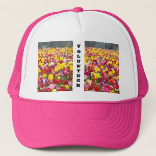 VOLUNTEER Hats Pink Trucker's Hat Tulips