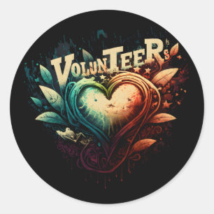 Volunteer heart classic round sticker