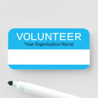 Volunteer Name Tag Reusable Dry Erase Badge Blue