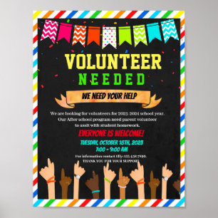 Volunteer Needed Recruitment School template Poster