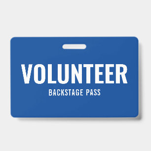 Volunteer Pass Blue Horizontal ID Badge