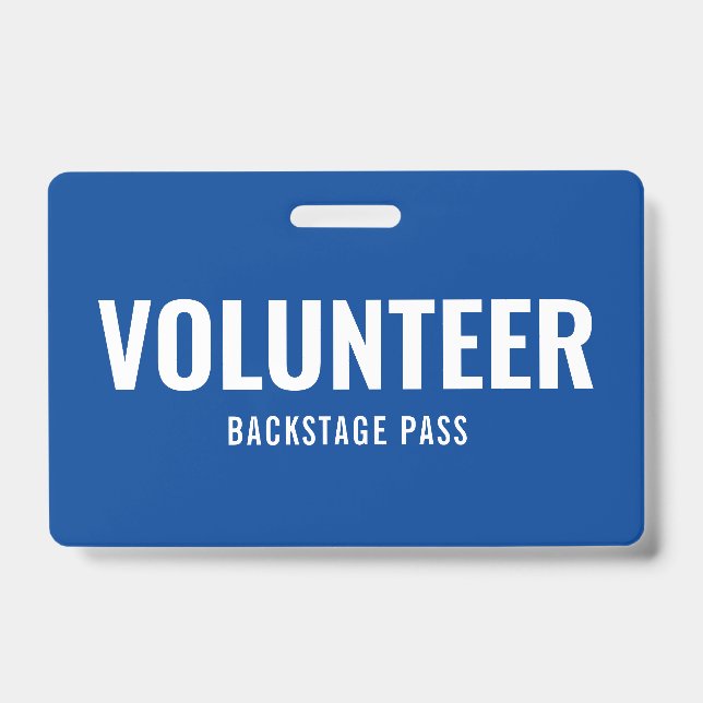 Volunteer Pass Blue Horizontal ID Badge (Front)