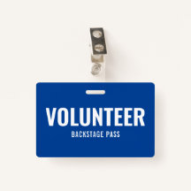 Volunteer Pass Blue Horizontal ID Badge