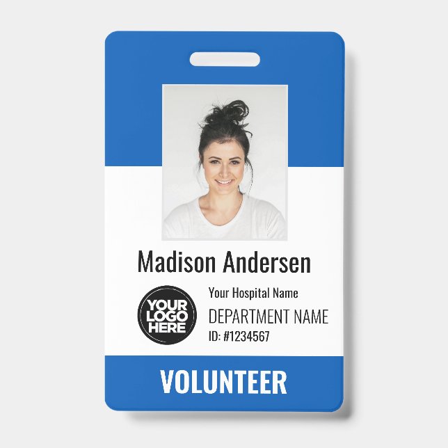 Volunteer Photo ID Badges with Clip or Lanyard (Front)