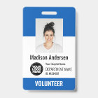 Volunteer Photo ID Badges with Clip or Lanyard