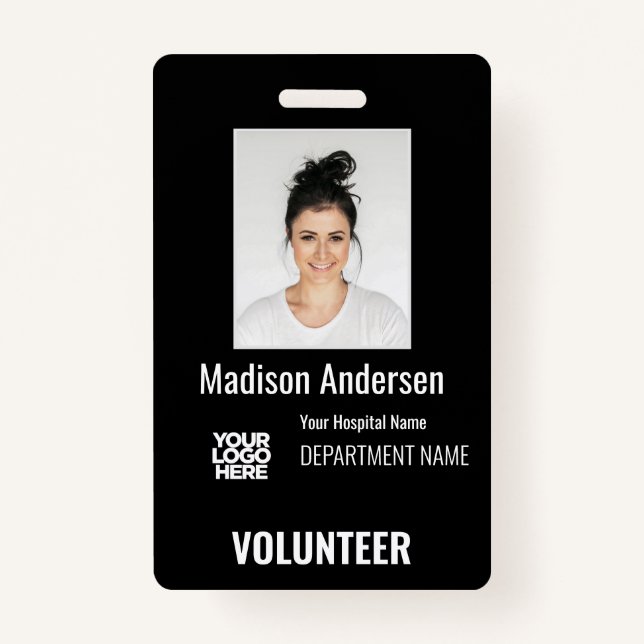 Volunteer Photo ID Badges with Clip or Lanyard (Front)