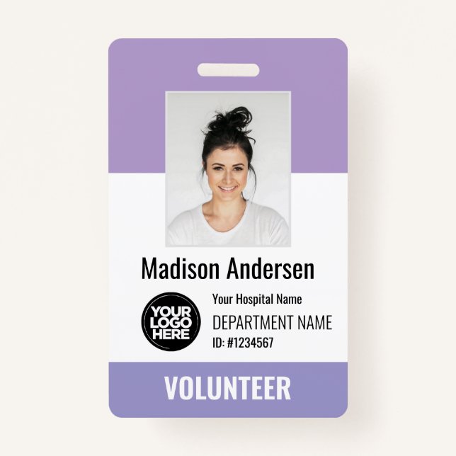 Volunteer Photo ID Badges with Clip or Lanyard (Front)