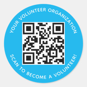 Volunteer QR Code Stickers Round Custom Printed
