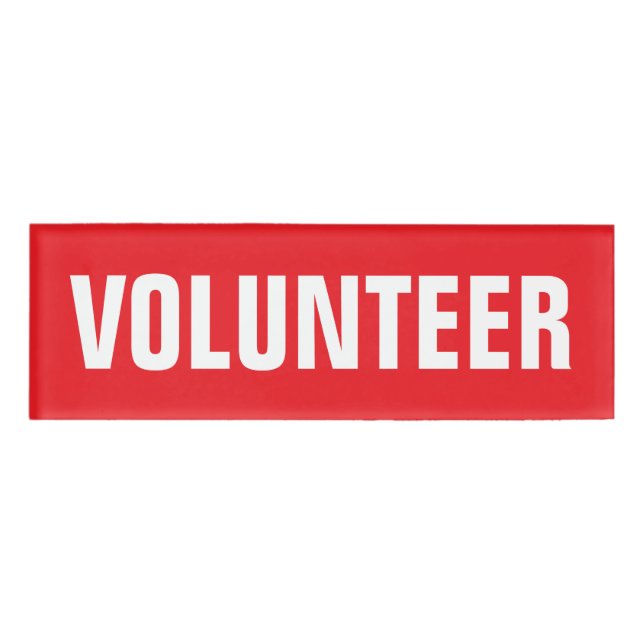 Volunteer red and white magnetic tags (Front)