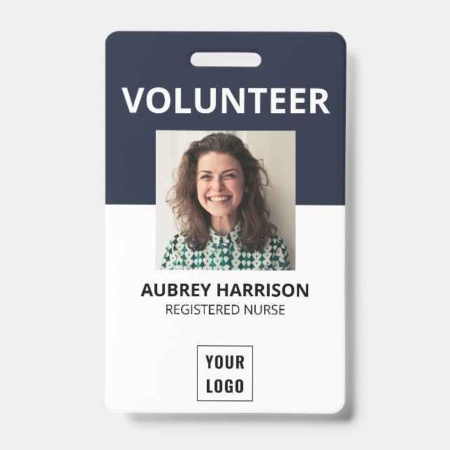 Volunteer Simple Photo ID Badge (Front)