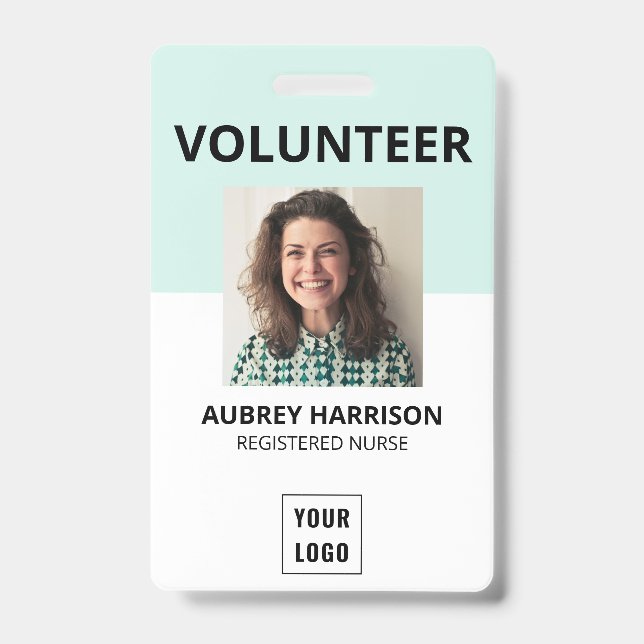 Volunteer Simple Photo ID Badge (Front)