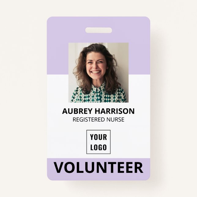 Volunteer Simple Photo ID ID Badge (Front)
