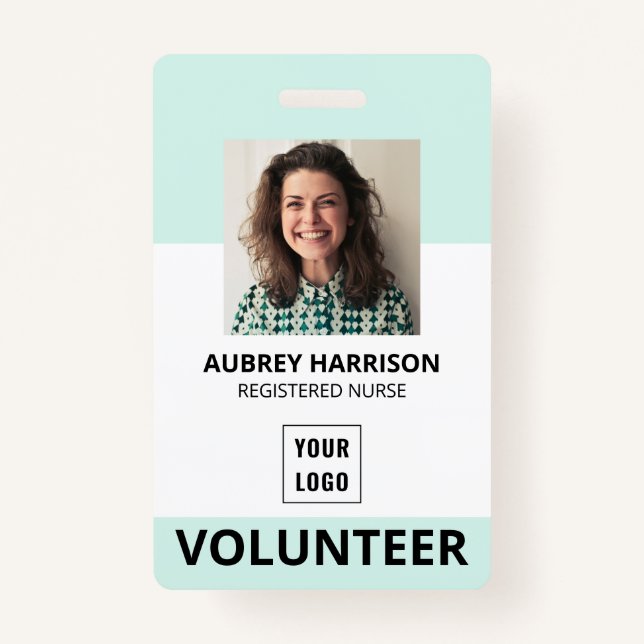 Volunteer Simple Photo ID ID Badge (Front)
