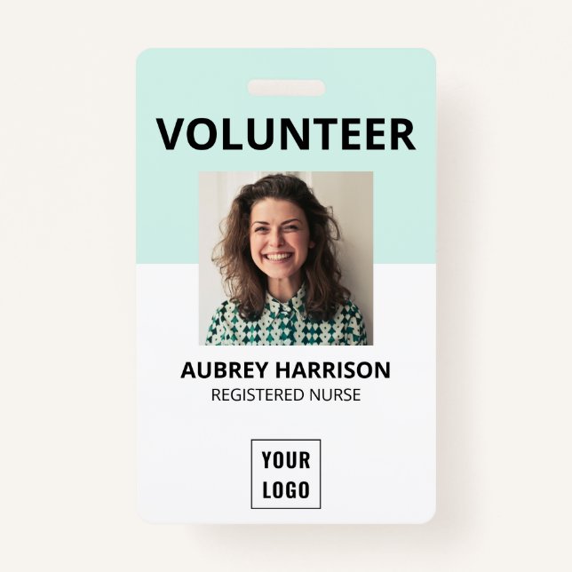 Volunteer Simple Photo ID ID Badge (Front)