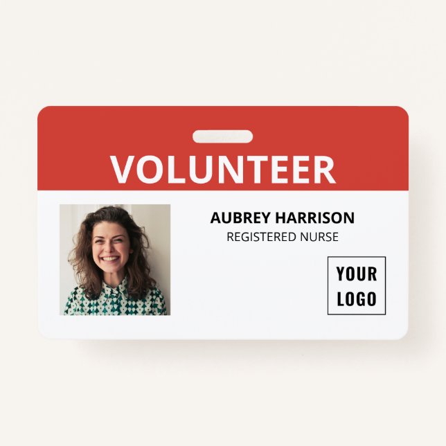 Volunteer Simple Photo ID ID Badge (Front)