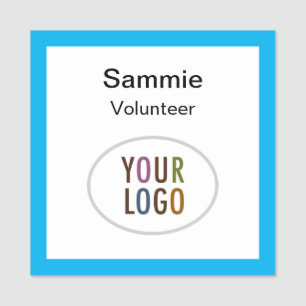 Volunteer Square Badge with Logo Pin or Magnetic