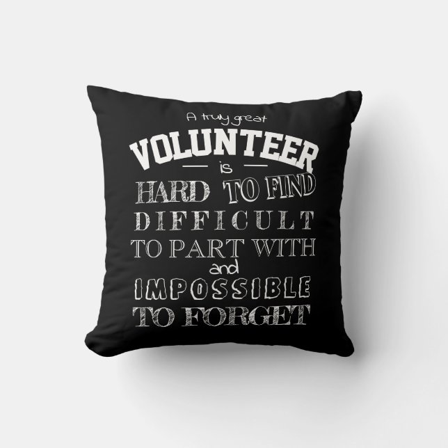 Volunteer Thank you Appreciation Gift script black Cushion (Front)