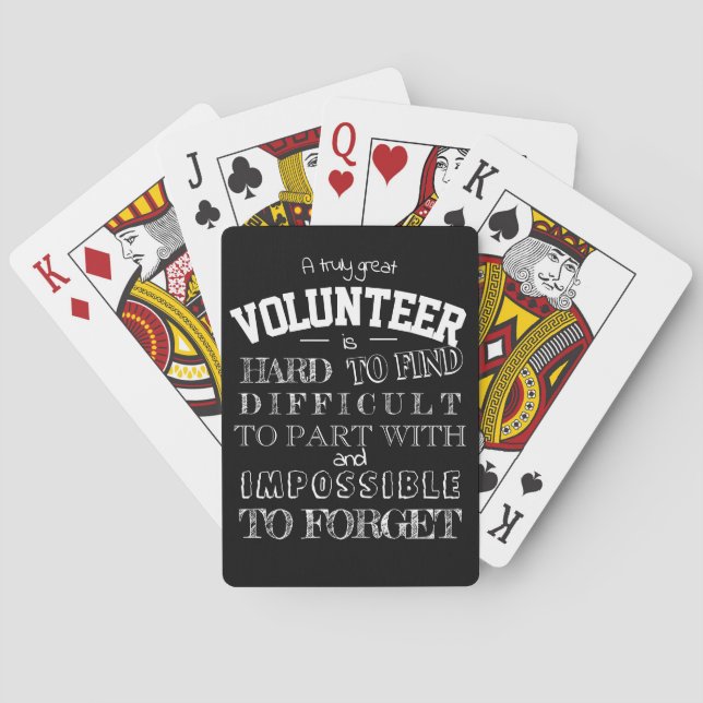 Volunteer Thank you Appreciation Gift script black Playing Cards (Back)