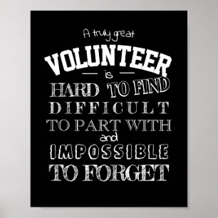 Volunteer Thank you Appreciation Gift script black Poster