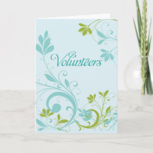 Volunteer Thank You Teal & Green Swirls Card