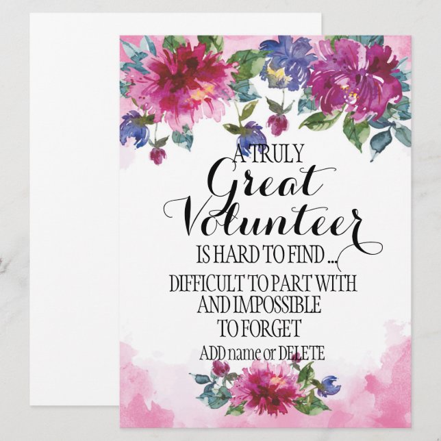 Volunteer Thank you Volunteer Appreciation Gift Card (Front/Back)