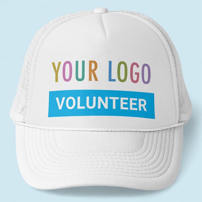 Volunteer Trucker Hat Custom Business Logo White (MISOOK Volunteer White Trucker Hat)
