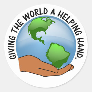 Volunteers give the world a helping hand classic round sticker