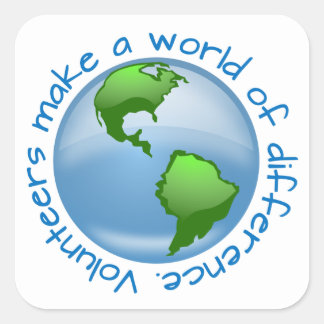 Volunteers Make a World of Difference Square Sticker