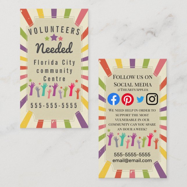 volunteers vulnerable covid-19 support community business card (Front/Back)